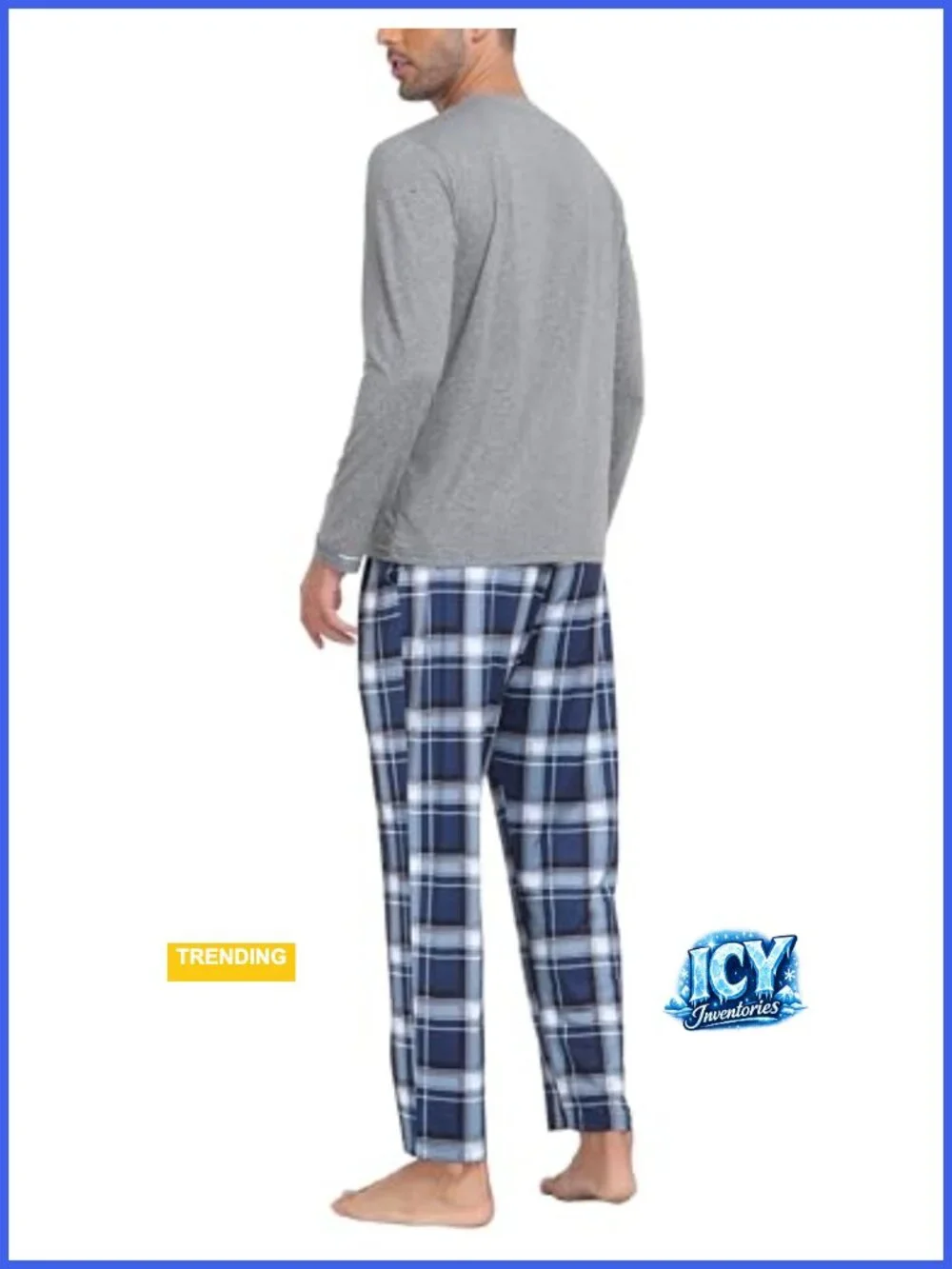 Men's Pajama Plaid Set Long Sleeve Sleepwear with Pockets